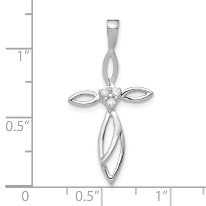 10K White Gold AA 1/20 carat Diamond Cross Pendant