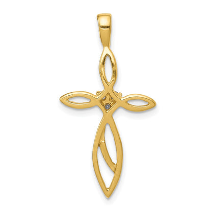 10K AA 1/20 carat Diamond Cross Pendant