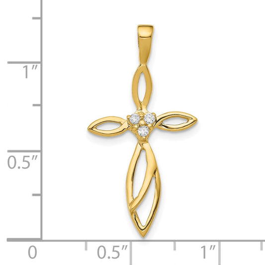 10K AA 1/20 carat Diamond Cross Pendant
