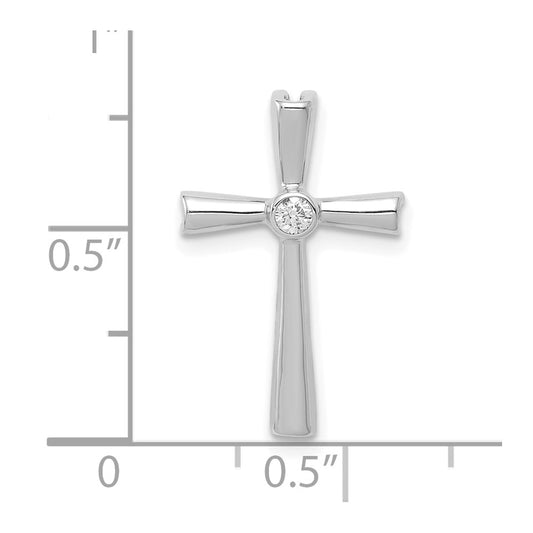 10K White Gold AA 1/20 carat Diamond Cross Chain Slide