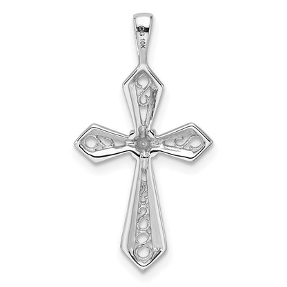 10K White Gold Holds 1-1.0mm Diamond Passion Cross Pendant Mounting