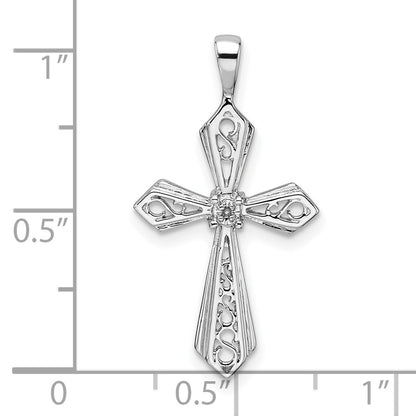 10K White Gold Holds 1-1.0mm Diamond Passion Cross Pendant Mounting
