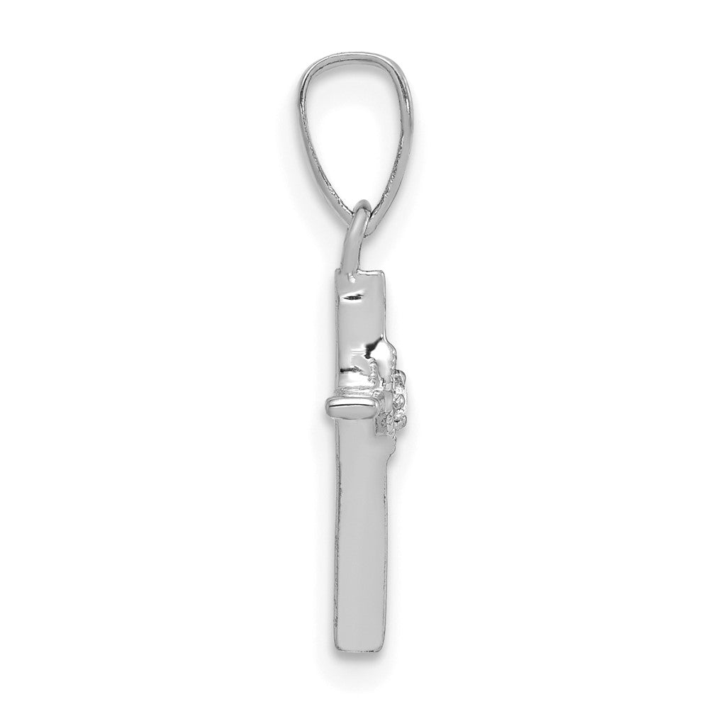 10K White Gold Small .01 carat Diamond Cross Pendant