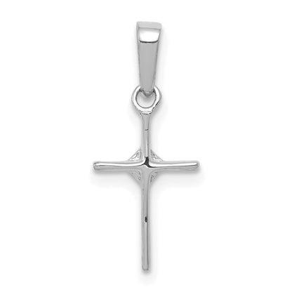 10K White Gold Small .01 carat Diamond Cross Pendant