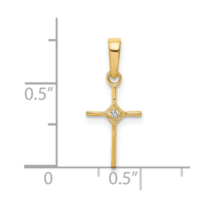 10K Small .01 carat Diamond Cross Pendant