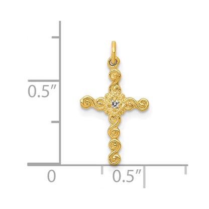10K Small .01 carat Diamond Cross Charm