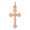 10K Rose Gold Small Diamond Budded Cross Pendant