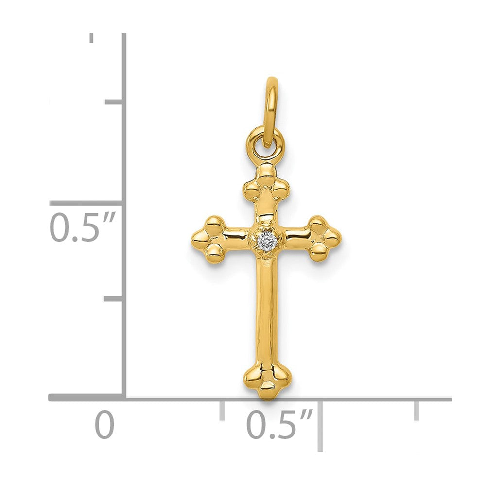 10K Small Diamond Budded Cross Pendant