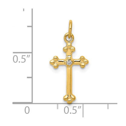 10K Small Diamond Budded Cross Pendant