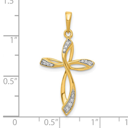 10K 1/10 carat Diamond Cross Pendant