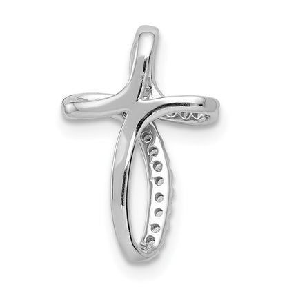 10K White Gold 1/15 carat Diamond Cross Slide Pendant