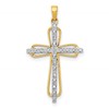 10K and White Rhodium .03 carat Diamond Cross Pendant