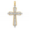 10K and White Rhodium 1/20 carat Diamond Cross Pendant