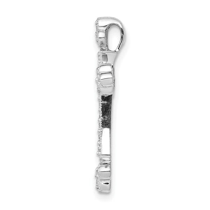 10K White Gold 1/4 carat Diamond Budded Cross Chain Slide
