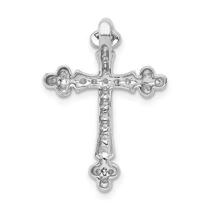 10K White Gold 1/4 carat Diamond Budded Cross Chain Slide