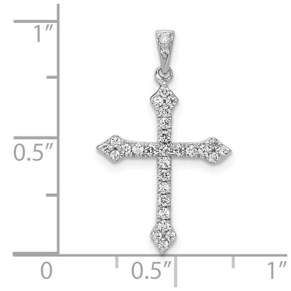 10K White Gold 1/4 carat Diamond Cross Pendant