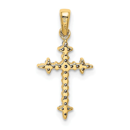 10K  1/10ct. Diamond Fleur de Lis Cross Pendant