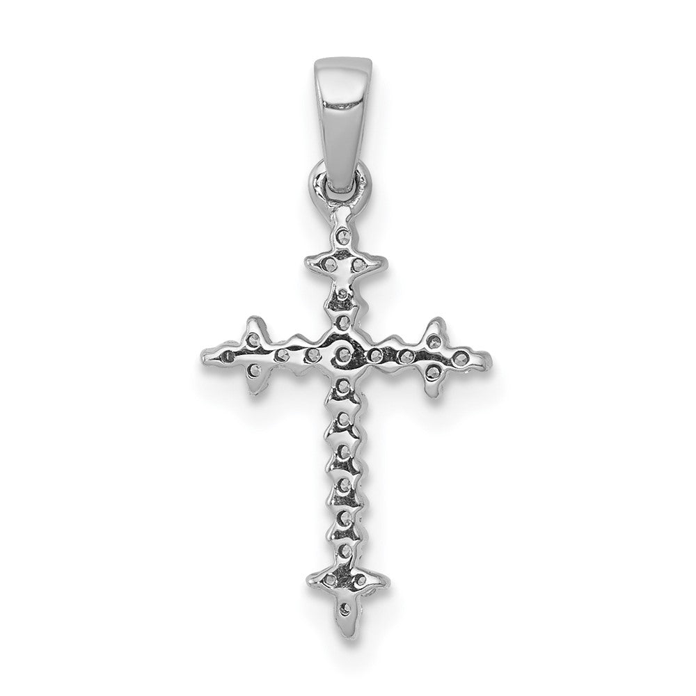 14k White Gold 1/10 carat Lab Grown Diamond VS/SI+ G+ Fleur de Lis Complete Cross Pendant