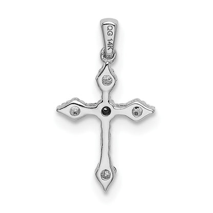 10K White Gold 1/15 carat Diamond Small Cross Pendant