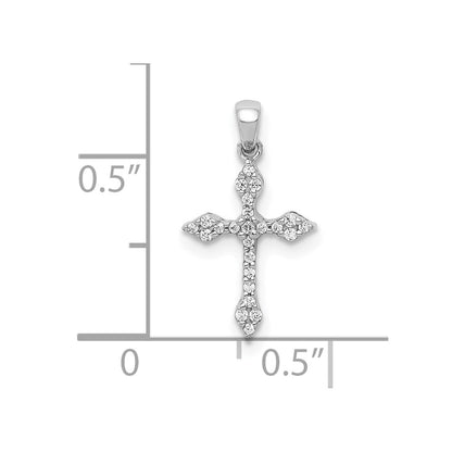 10K White Gold 1/15 carat Diamond Small Cross Pendant