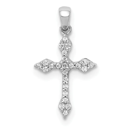 10K White Gold 1/15 carat Diamond Small Cross Pendant
