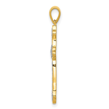 10K 1/10 carat Diamond Budded Cross Pendant