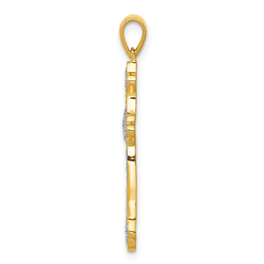 10K 1/10 carat Diamond Budded Cross Pendant