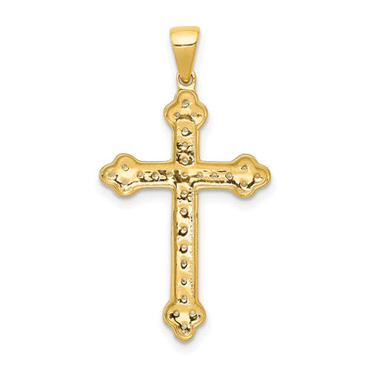 10K 1/10 carat Diamond Budded Cross Pendant
