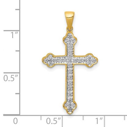 10K 1/10 carat Diamond Budded Cross Pendant