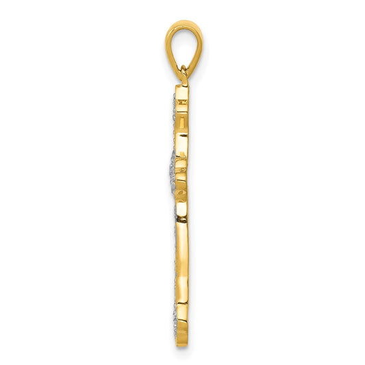14k 1/10 carat Lab Grown Diamond VS/SI+ G+ Complete Cross Pendant