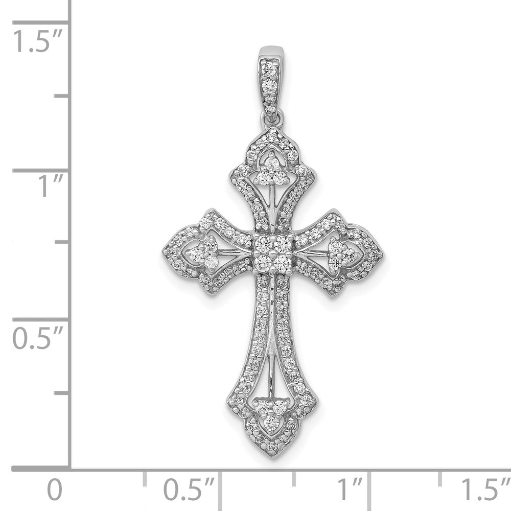 10K White Gold 1/2 carat Diamond Fancy Cross Pendant