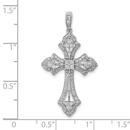 10K White Gold 1/2 carat Diamond Fancy Cross Pendant