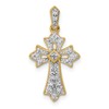10K 1/10 carat Diamond Fleur de Lis Cross Pendant