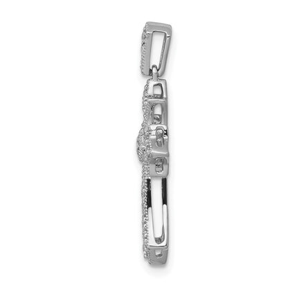 10K White Gold 1/6 carat Diamond Fleur de Lis Cross Pendant