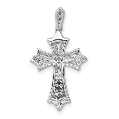 10K White Gold 1/6 carat Diamond Fleur de Lis Cross Pendant
