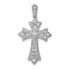 10K White Gold 1/6 carat Diamond Fleur de Lis Cross Pendant