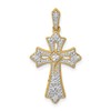 10K 1/6 carat Diamond Fleur de Lis Cross Pendant