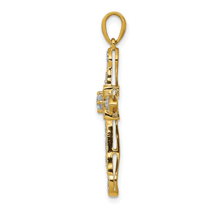 10k 1/3 carat Diamond Filigree Cross Pendant