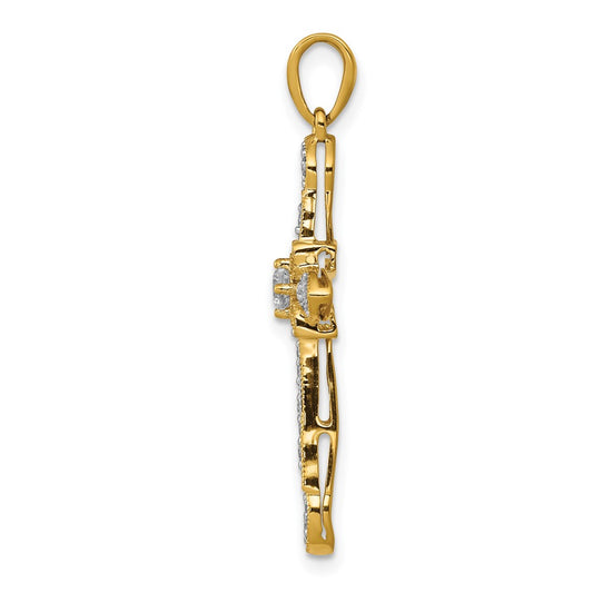 10k 1/3 carat Diamond Filigree Cross Pendant
