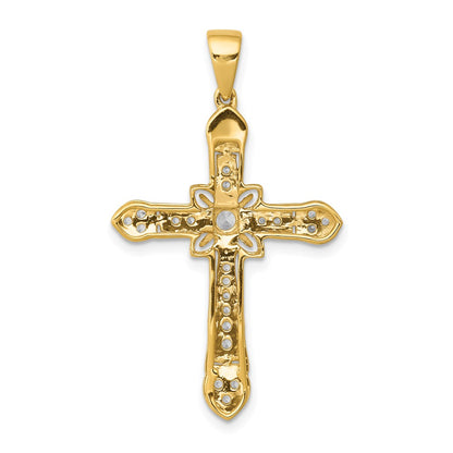 10k 1/3 carat Diamond Filigree Cross Pendant