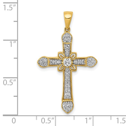 10k 1/3 carat Diamond Filigree Cross Pendant