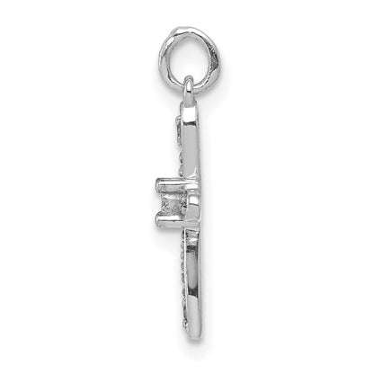 10K White Gold .03 carat Diamond Small Cross Charm