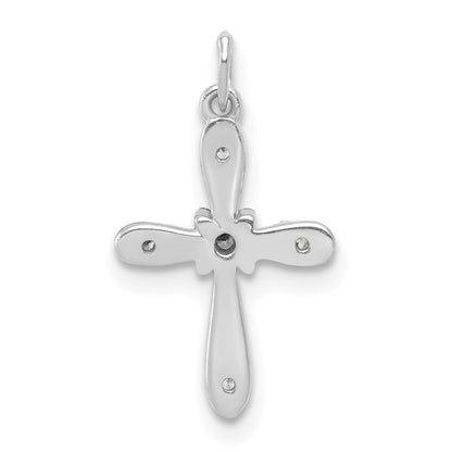 10K White Gold .03 carat Diamond Small Cross Charm