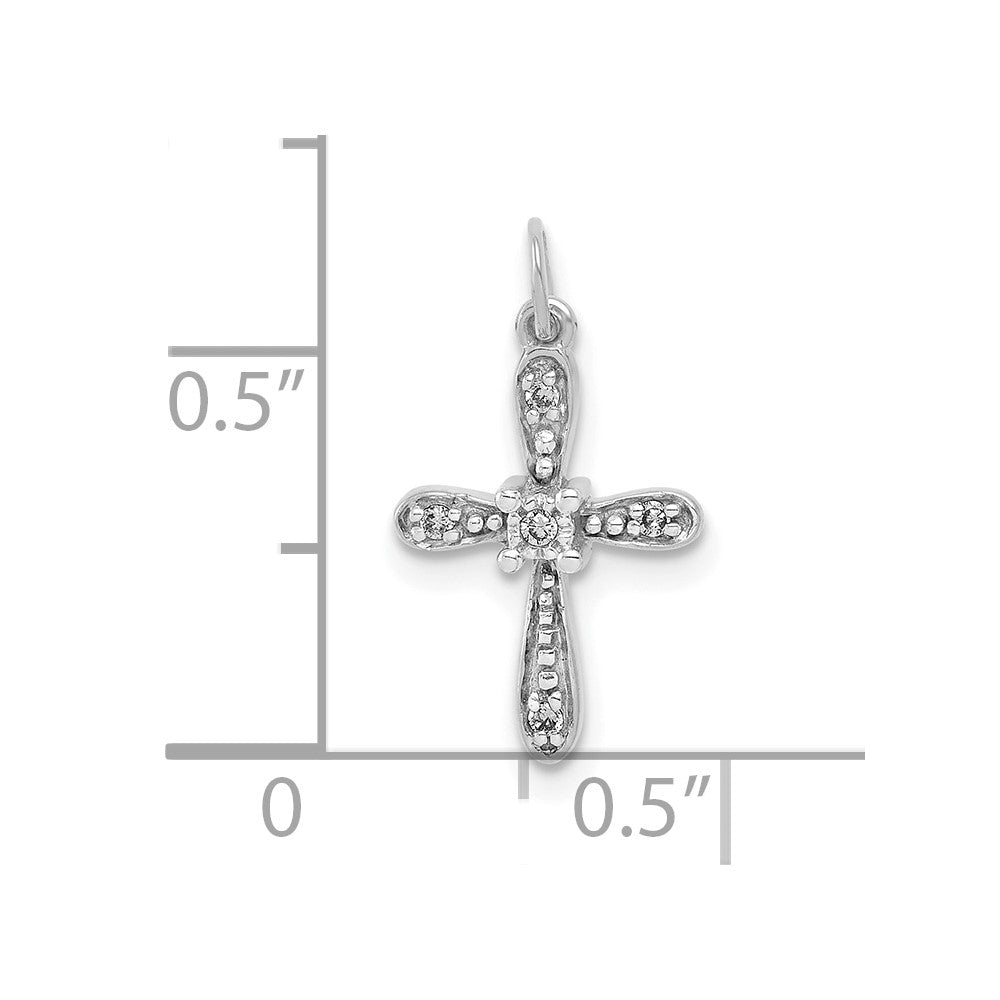 10K White Gold .03ct. Diamond Cross Charm