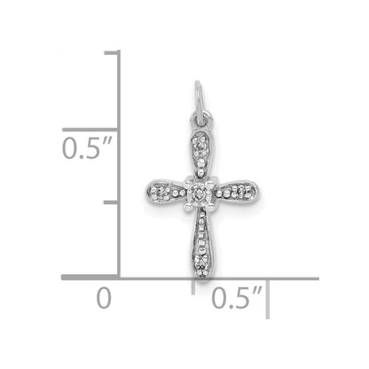 10K White Gold .03 carat Diamond Small Cross Charm