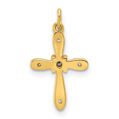 10K and White Rhodium .03 carat Diamond Small Cross Charm