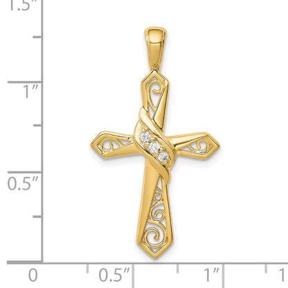 10K 1/20 carat Diamond Cross Pendant
