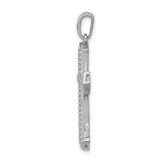 10K White Gold 1/8 carat Diamond Passion Cross Pendant