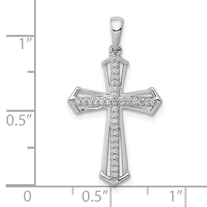 10K White Gold 1/8 carat Diamond Passion Cross Pendant