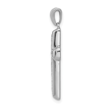 10K White Gold Large 1/10 carat Diamond Latin Cross Pendant
